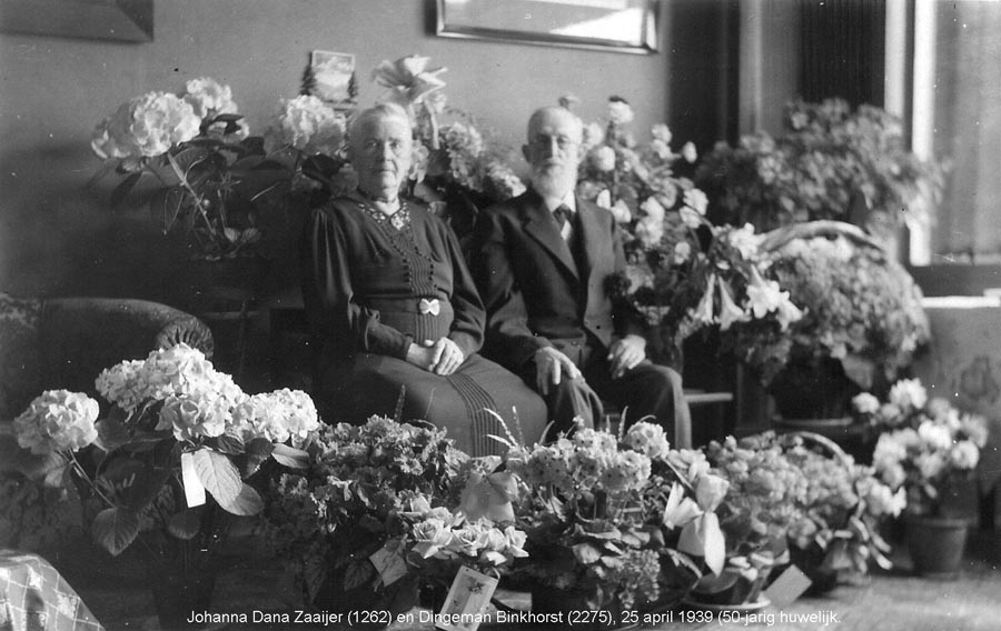 Johanna Dana Zaaijer en Dingeman Binkhorst 50-jarig huwelijk op 25 april 1939